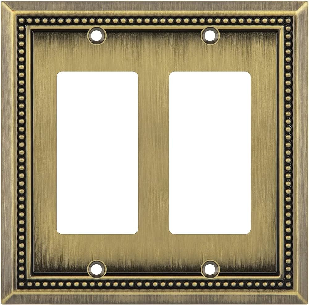Henne Bery Sunken Pearls Decorative Wall Plate Switch Plate Outlet Cover (Double Decorator, Antiq... | Amazon (US)