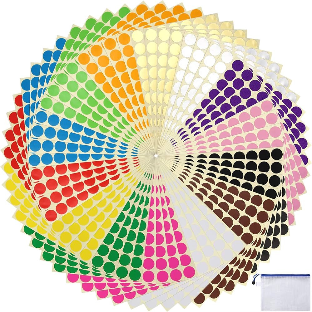 Amazon.com : JANYUN 3920 Pcs 3/4" Color Dot Stickers,Colored Coding Labels Circle Dots 14 Assorte... | Amazon (US)