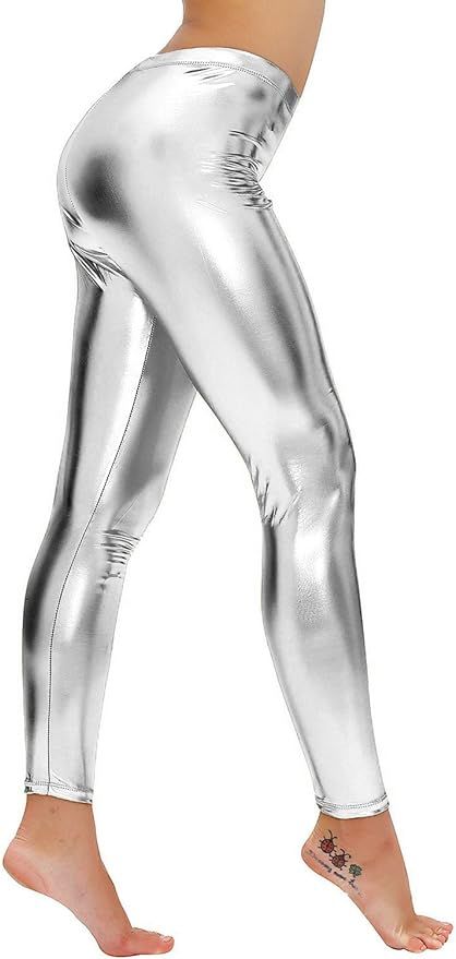 Lynley Women's Liquid Wet Look Shiny Metallic Stretch Leggings | Amazon (US)