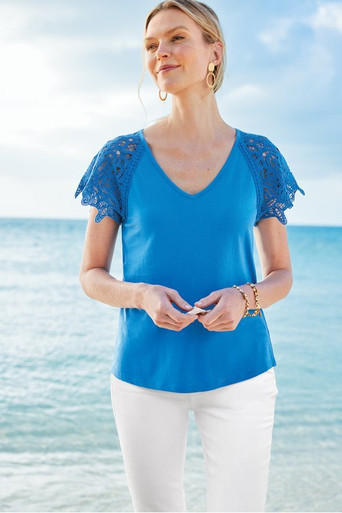 Nikita Lace Sleeve Tee | Soft Surroundings