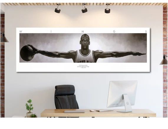 Michael Jordan Wings White Edition Panoramic Canvas Basketball - Etsy | Etsy (US)