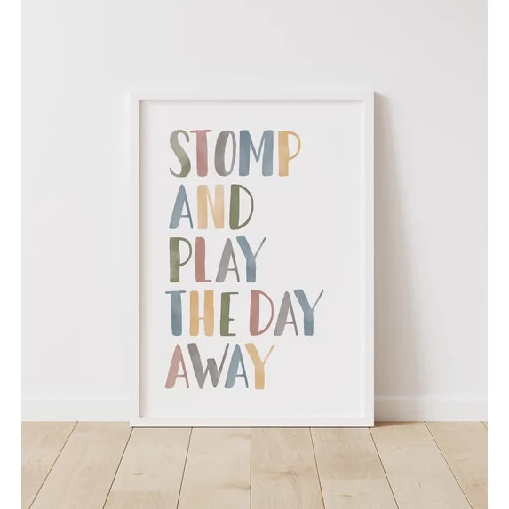 Dinosaur Nursery Decor Stomp And Play The Day Away Poster Wall Art Boys Room Poster, Unframed Siz... | Walmart (US)