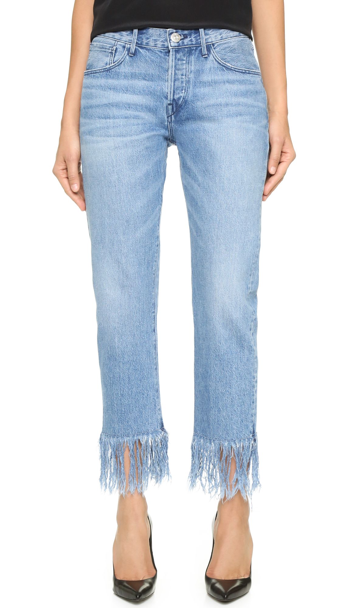 WM3 Straight Crop Fringe Jeans | Shopbop
