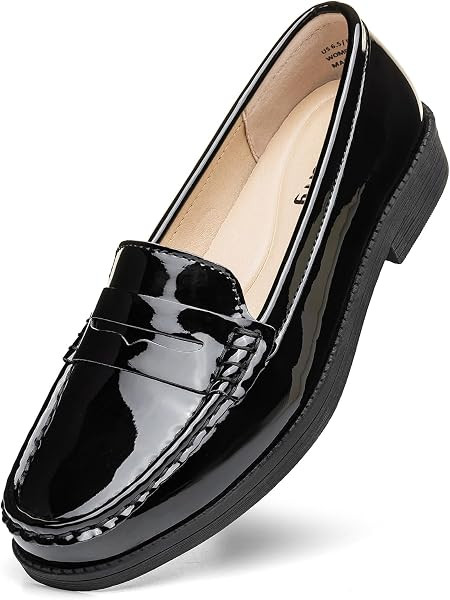 Women's Comfortable Leather Penny Loafers Slip On Business Casual Dress Shoes Lightweight Office ... | Amazon (US)