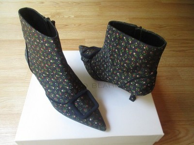 $1225 Manolo Blahnik Baylow Pointy Toe Floral Silk Booties Buckle 40 US 10 NIB | eBay US