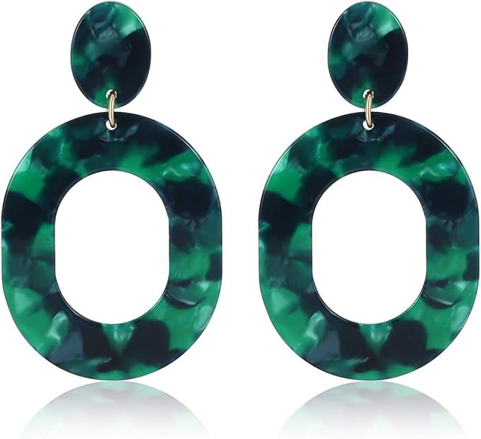 Acrylic Earrings For Women Girls Statement Geometric Earrings Resin Acetate Drop Dangle Earrings ... | Amazon (US)