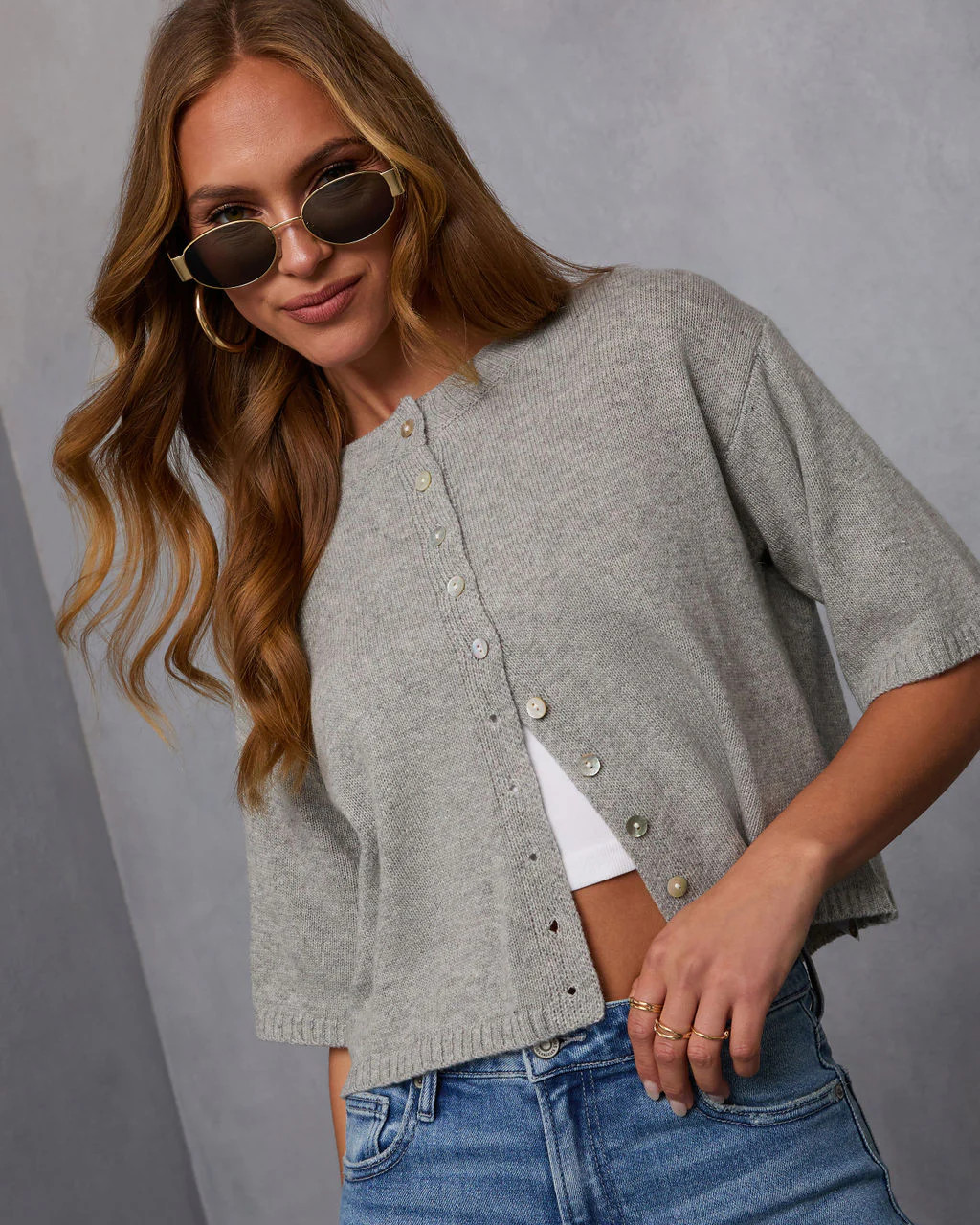 Chic Escape Button Detail Short Sleeve Cardigan | VICI