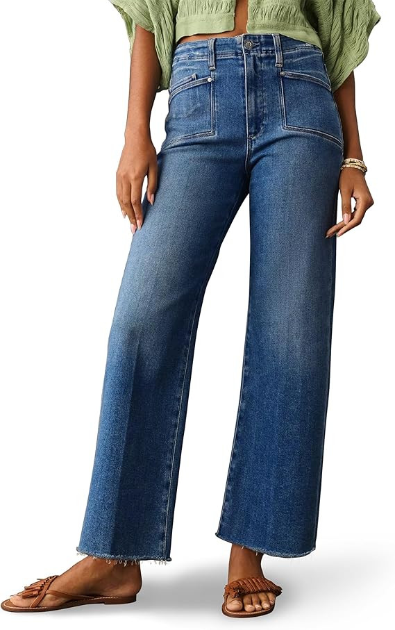 PHISOCKAT High Waisted Wide Leg Jeans for Women Stretchy Baggy Jeans Trendy Denim Pants with Pock... | Amazon (US)