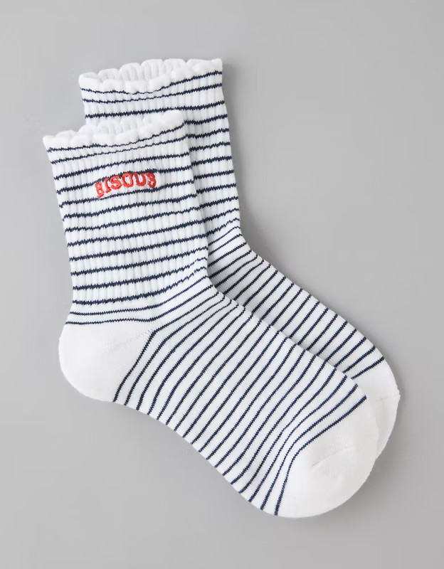 AE x The Summer I Turned Pretty Ruffle Cropped Crew Socks | American Eagle Outfitters (US & CA)