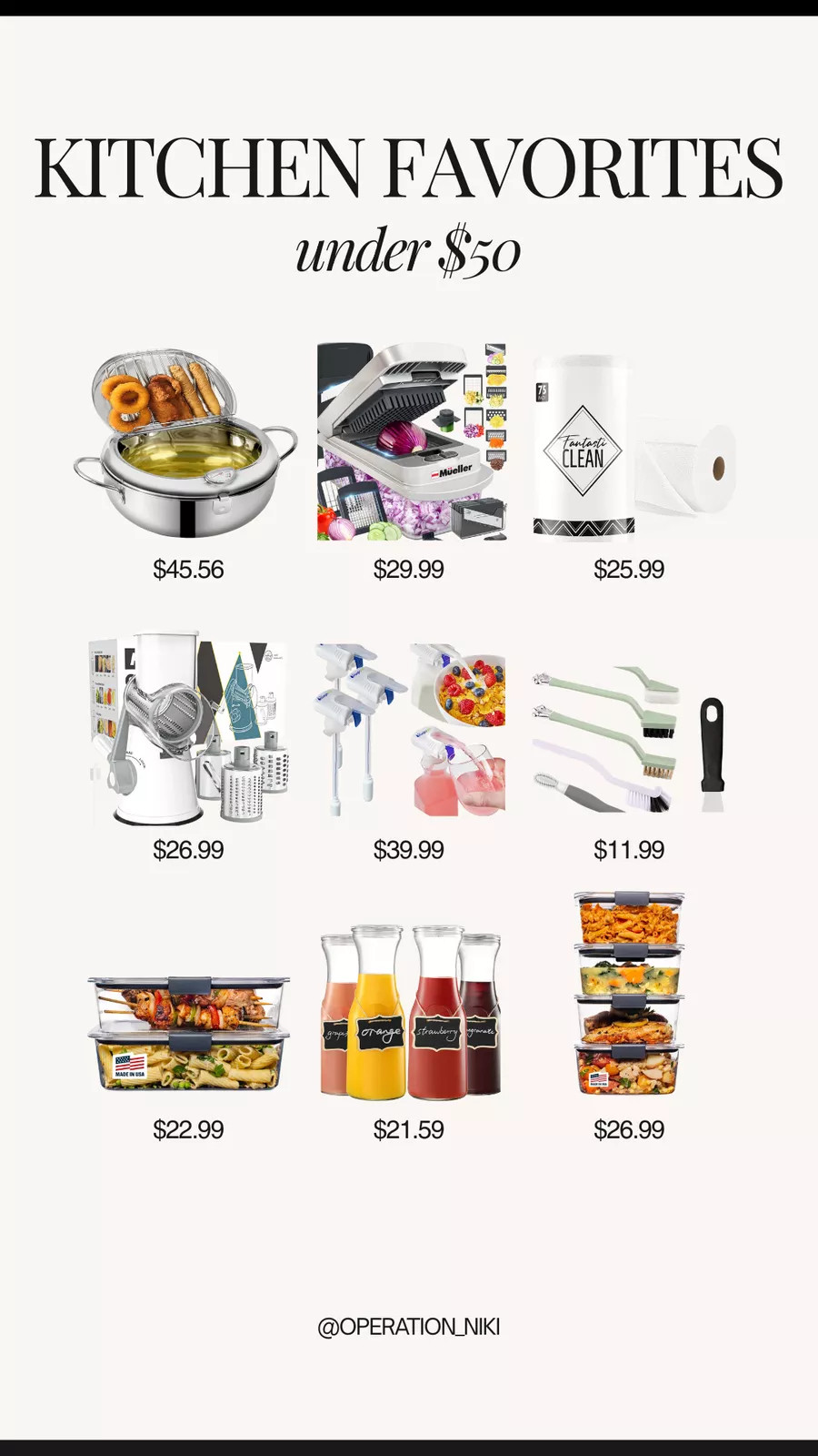 ✨ Kitchen favorites that won’t break the bank! ✨ Affordable, practical, and stylish — these finds under $50 make cooking, prepping, and storing a breeze 🍳🫶 

Follow for more @OPERATION_NIKI on IG, TikTok, & Facebook 💛 

#AmazonFinds #KitchenEssentials #HomeFavorites #AmazonHome #KitchenMustHaves #BudgetFriendly #HomeInspo #AmazonKitchen #KitchenStyle #CookingMadeEasy #OperationNiki #LTKCyberWeek #LTKfoodie 

 #LTKfoodie #LTKFindsUnder50 #LTKFindsUnder100
