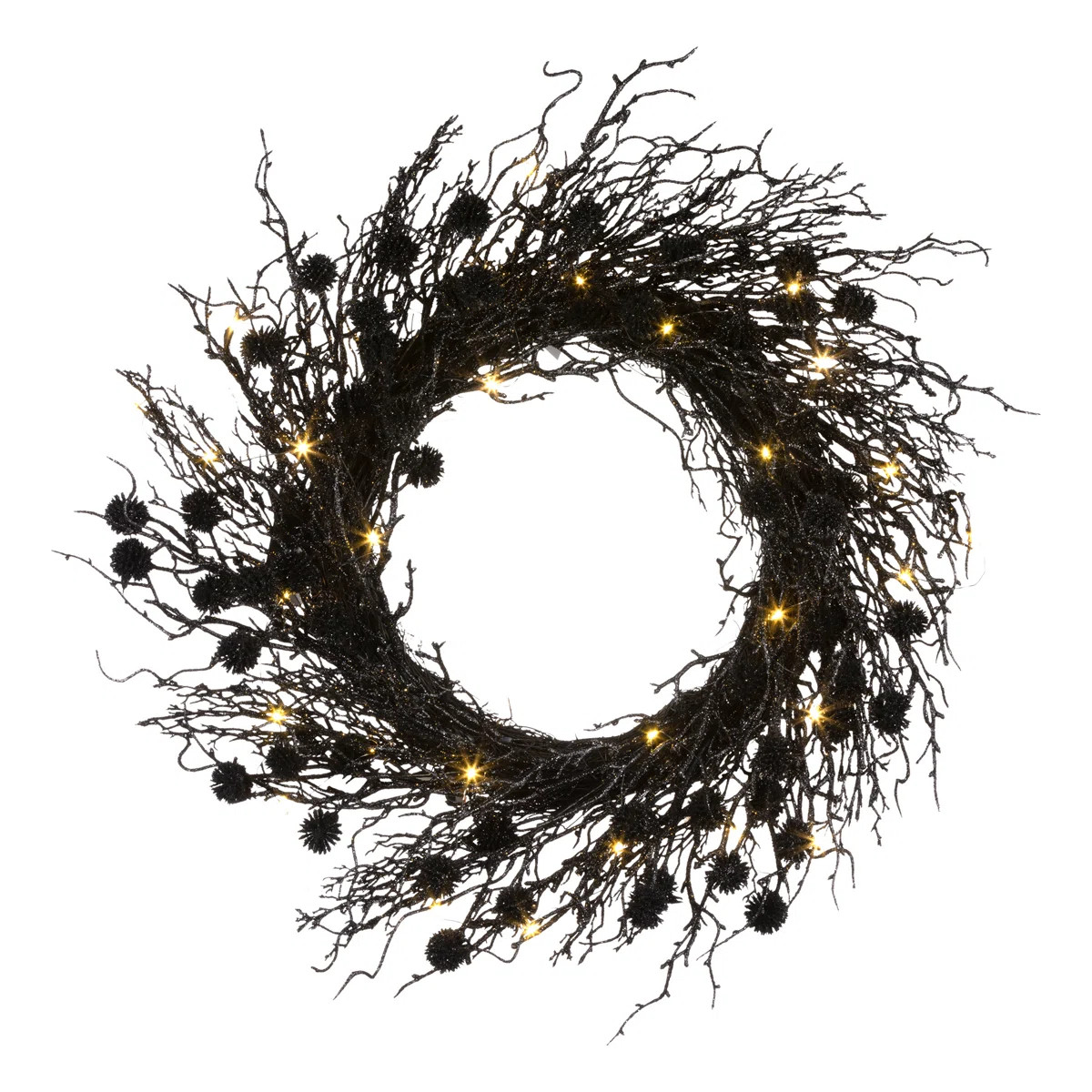 24in. Halloween Deadwood Wreath with LED Lights | Wayfair North America