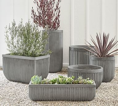 Concrete Fluted Planter - Grey | Pottery Barn (US)