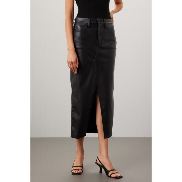 RTR Hudson Faux Leather Midi Skirt sz24 00 Xs solid black sexy grunge | Poshmark