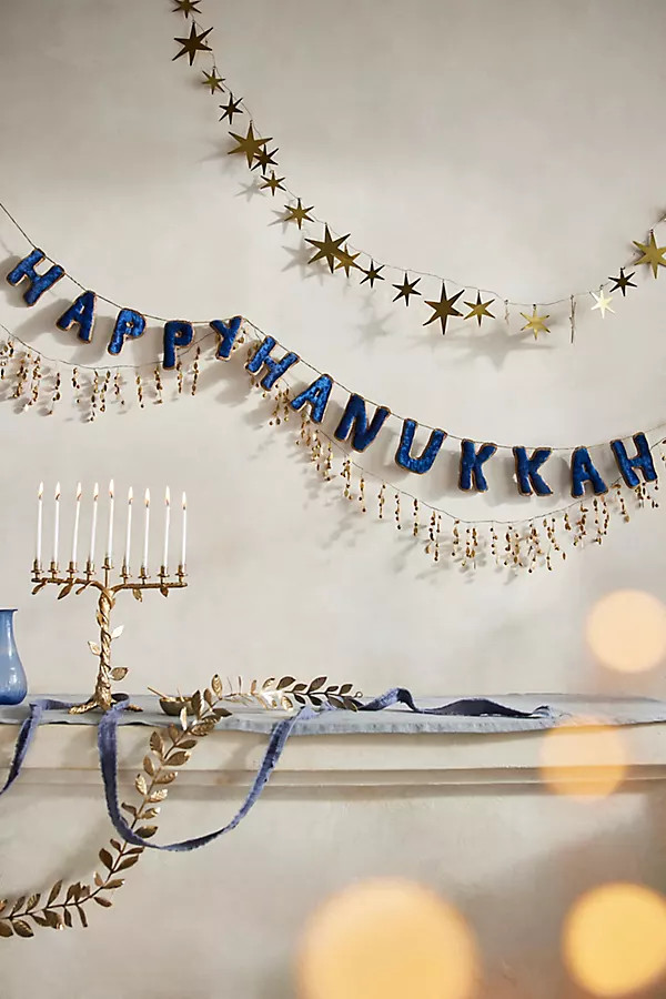 Happy Hanukkah Velvet Garland | Anthropologie (US)