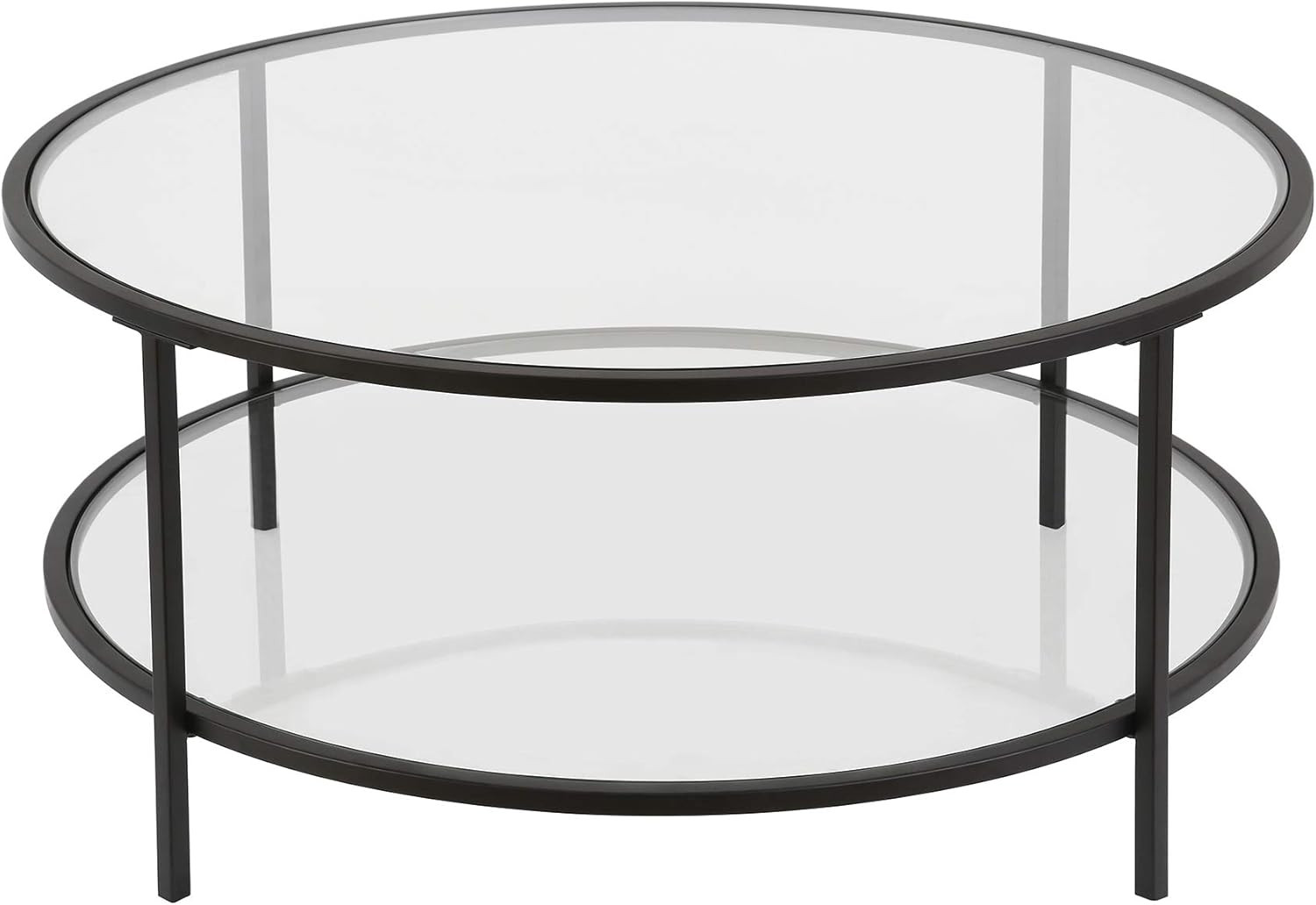 Sivil 36'' Wide Round Coffee Table with Glass Top in Blackened Bronze | Amazon (US)