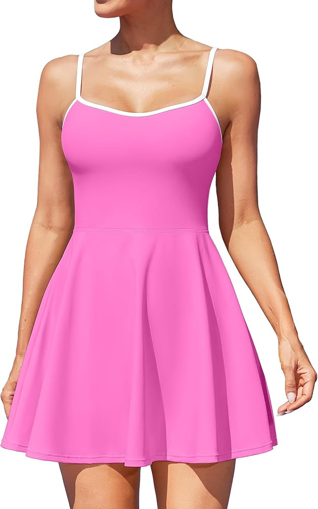 ATTRCO Women's Tennis Dress with Shorts Golf Dress Workout Adjustable Exercise Dress Activewear | Amazon (US)