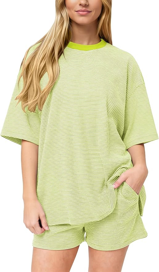Meladyan Women’s Striped 2 Piece Lounge Set Summer Pajama Sets | Amazon (US)