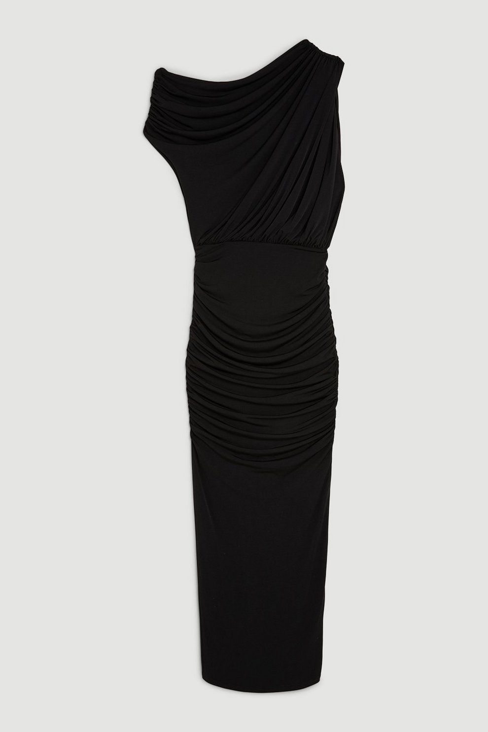 Jersey Crepe Asymetric Neckline Maxi Dress | Karen Millen UK + IE + DE + NL