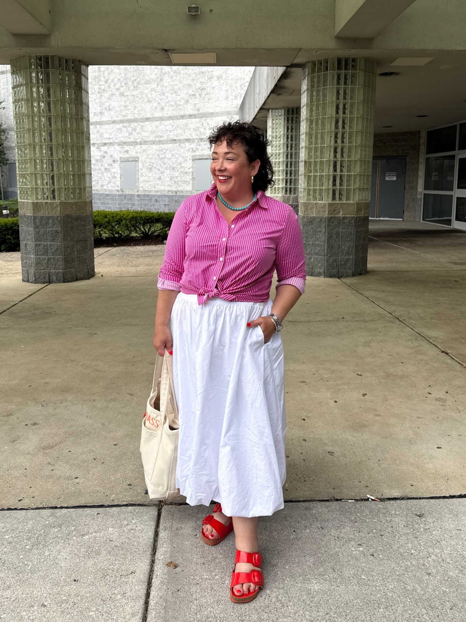Who else rocked the bubble skirt in the 80s? 🙋🏻‍♀️ I never thought I’d be rocking one again at age 50 but I love this one and wear it so often. My favorite way is with a crisp poplin shirt tied at the waist. Breezy summer style! 

#LTKOver40 #LTKSeasonal #LTKMidsize