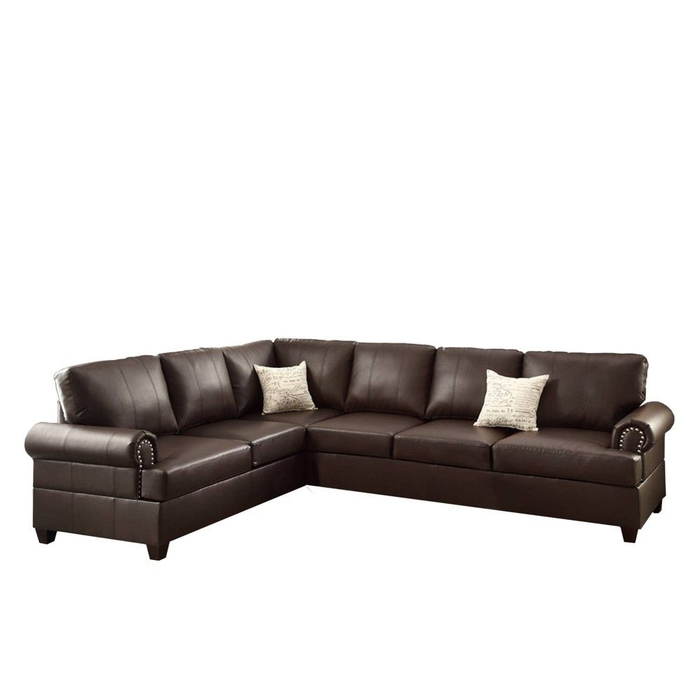 2pc Bonded Leather Reversible Sectional Brown - Benzara | Target