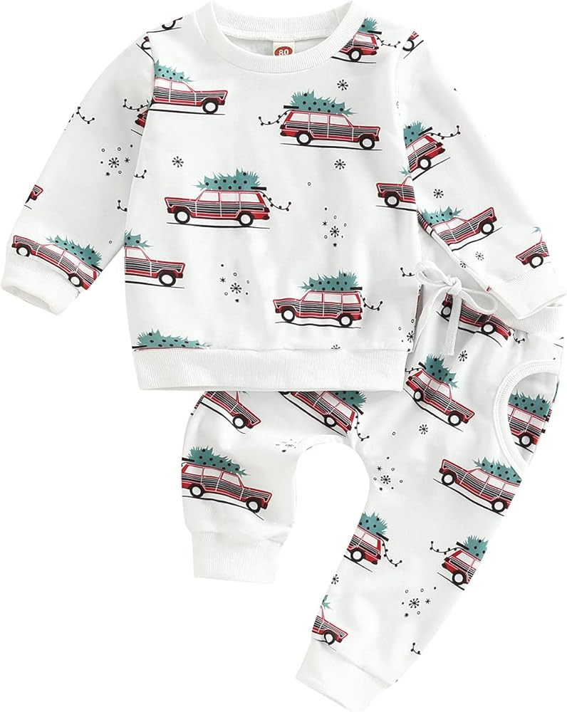 2Pcs Toddler Baby Boy Girl Sweatshirt Tops Pants Set Long Sleeve Sweatsuit Fall Winter Outfits | Amazon (US)