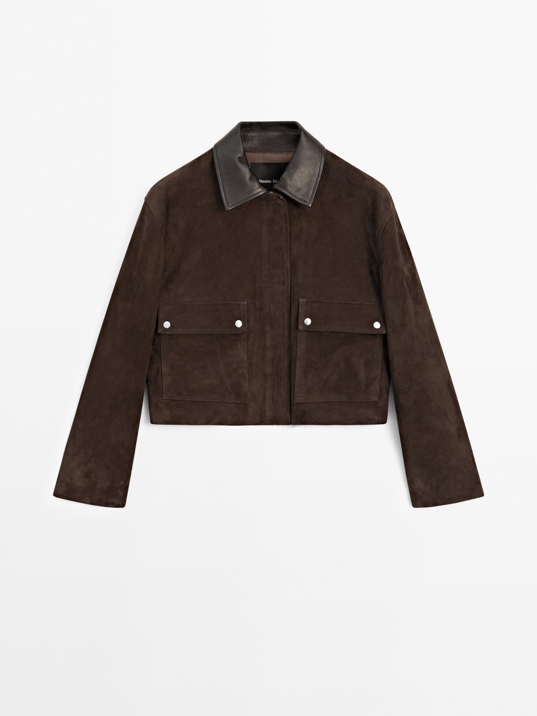 Short suede leather jacket with pockets | Massimo Dutti US
