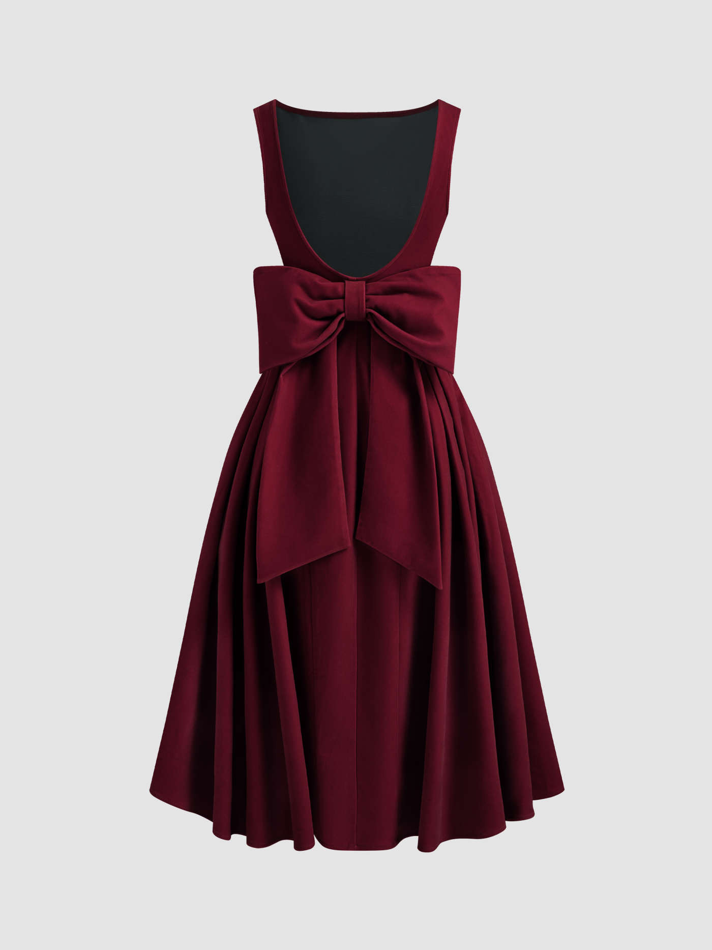 Velvet Velvet Boat Neck Bowknot Backless Midi Dress For Party/Clubbing | Cider