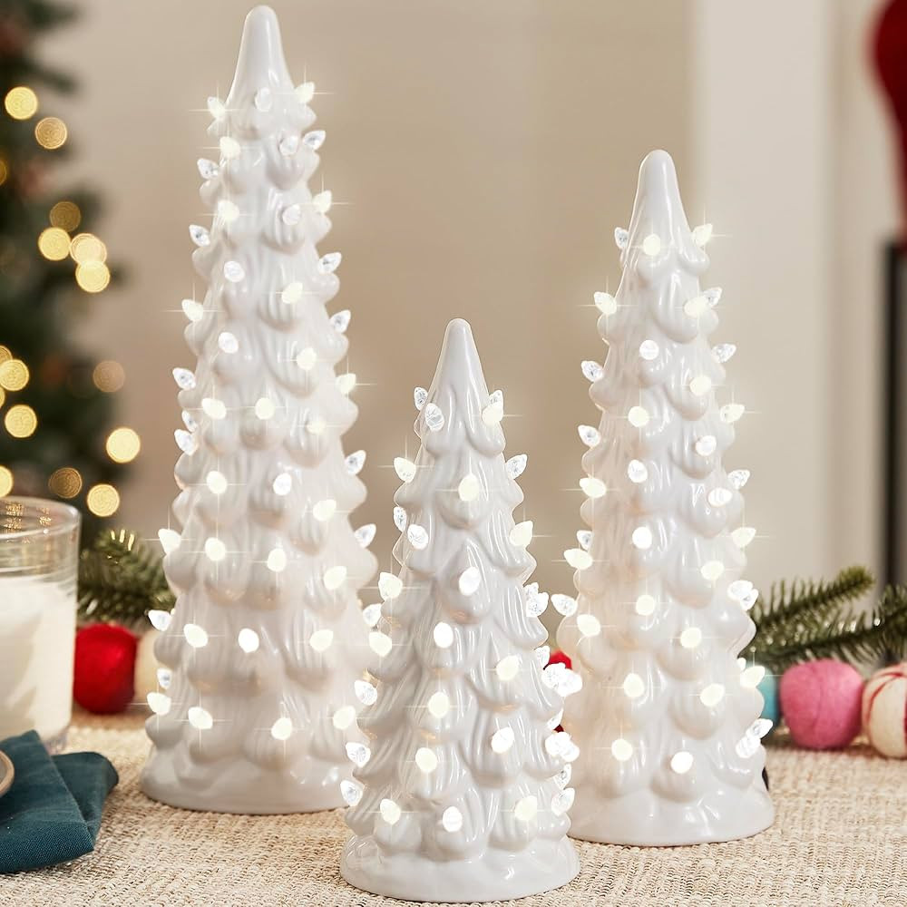 Best Choice Products Set of 3 Ceramic Christmas Trees, Pre-Lit Hand-Painted Tabletop Holiday Deco... | Amazon (US)