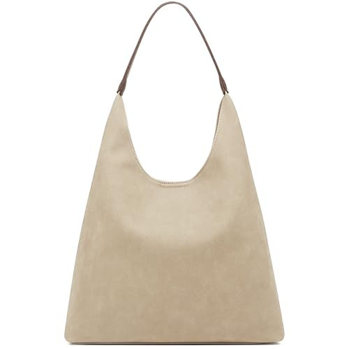 NEWROGENG Hobo Tote Bag for Women Slouchy Bags with Small Purse, Designer Handbags for Women Large Capacity Shoulder Bag, Suede Beige | Amazon (US)