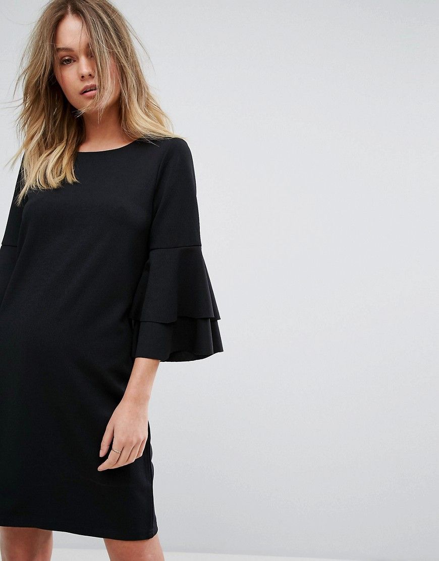 Vero Moda Frill Sleeve Shift Dress - Black | ASOS US