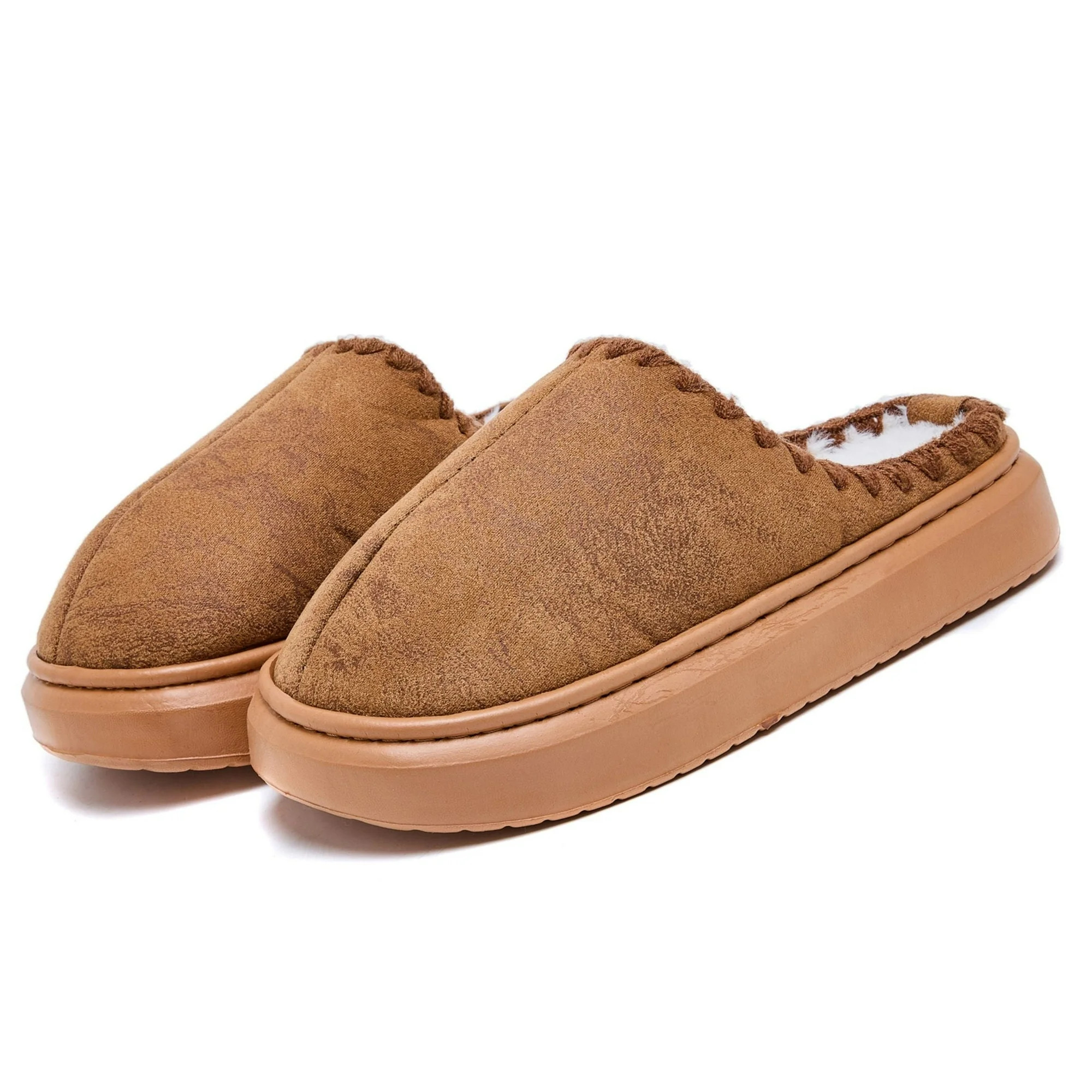 BERANMEY Cozy Platform Fuzzy Slippers for Women and Men Short Ankle Slippers with Anti-Slip Sole ... | Walmart (US)