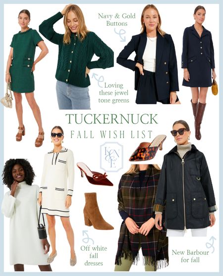 Tuckernuck always has the best finds! Here are my fall picks: emerald Jackie dress, emerald cardigan, navy blazer, navy blazer dress, off white sweater dress, Barbour jacket, ladies Barbour jacket, Barbour blanket scaff, tortoise kitten heel, velvet heel, camel suede boot

#LTKFind #LTKmidsize #LTKover40
