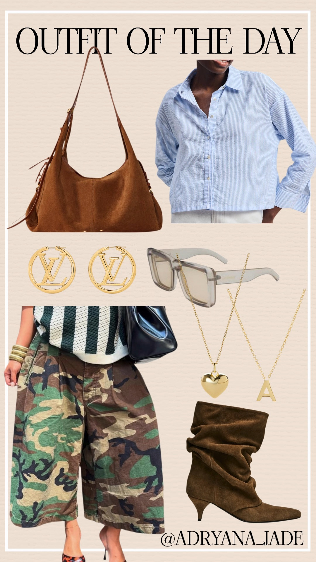 Today's look is a little unexpected, a little funky, and completely ME. I paired the best camo cropped cotton pants (seriously, under $50 and I can't stop wearing them) with a seersucker cropped button-up, suede slouchy boots, and the new bag of my dreams. It gives designer vibes without the designer price tag, and I'm obsessed. 🤎

One of the best things about getting older is caring less about fitting into a style box and leaning more into what makes YOU happy. Wear the outfit. Mix the textures. Have fun with fashion. Confidence comes from embracing your own style, not copying someone else's.

Ladies, this is your reminder to be perfectly YOU. 

✨ Follow for more Style Over 50 fashion inspiration
✨ Shop my links in LTK
✨ Save and share if you love a good unexpected outfit combo

#StyleOver50 #Over50Style #FashionOver50 #Over50Fashion #MidlifeStyle #WomenOver50