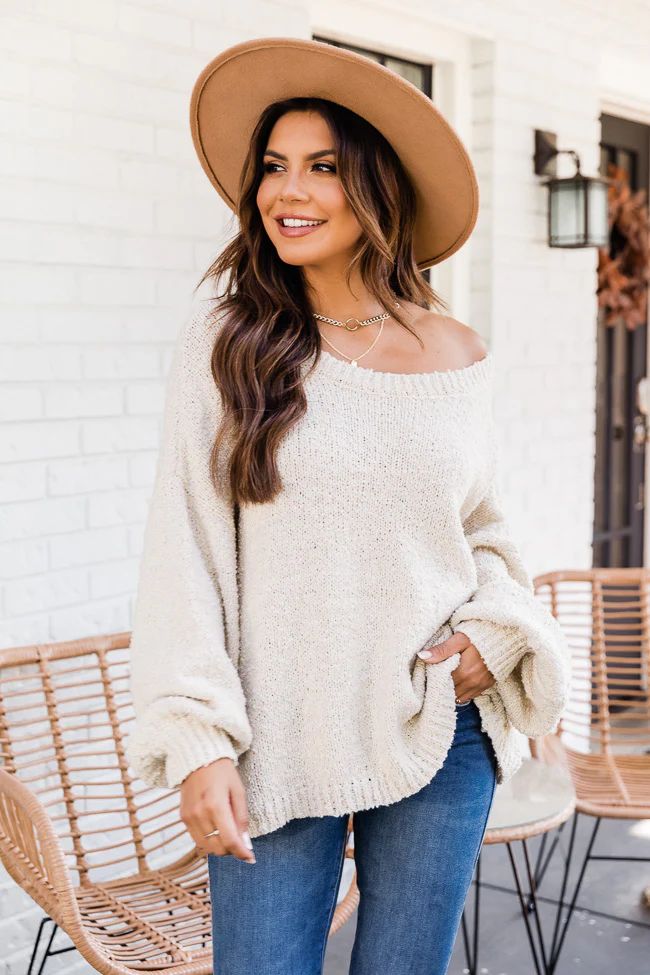 Good News Beige Sweater | The Pink Lily Boutique