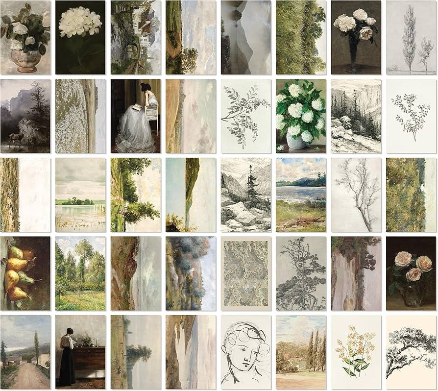 97 Decor Vintage Wall Art Decor - 40 Pcs Vintage Prints For Wall Decor Aesthetic, French Country ... | Amazon (US)