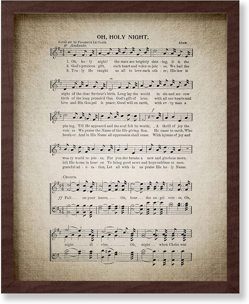 Poster Master Oh Holy Night Poster - Christmas Song Sheet Print - Sheet Music Art - Holiday Gift ... | Amazon (US)