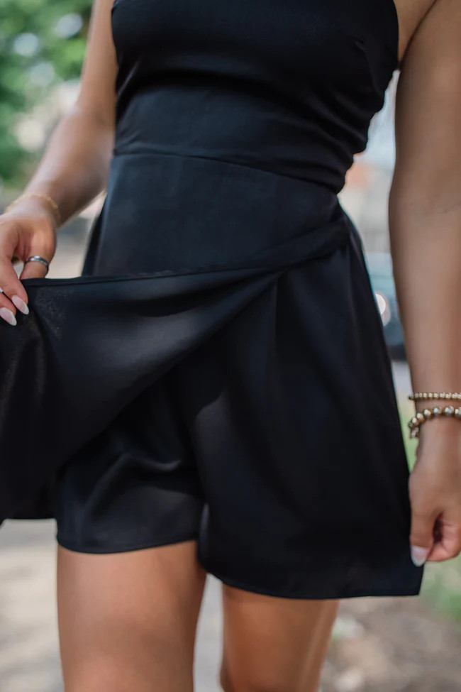 Charmingly Yours Black Solid Strapless Romper | Pink Lily