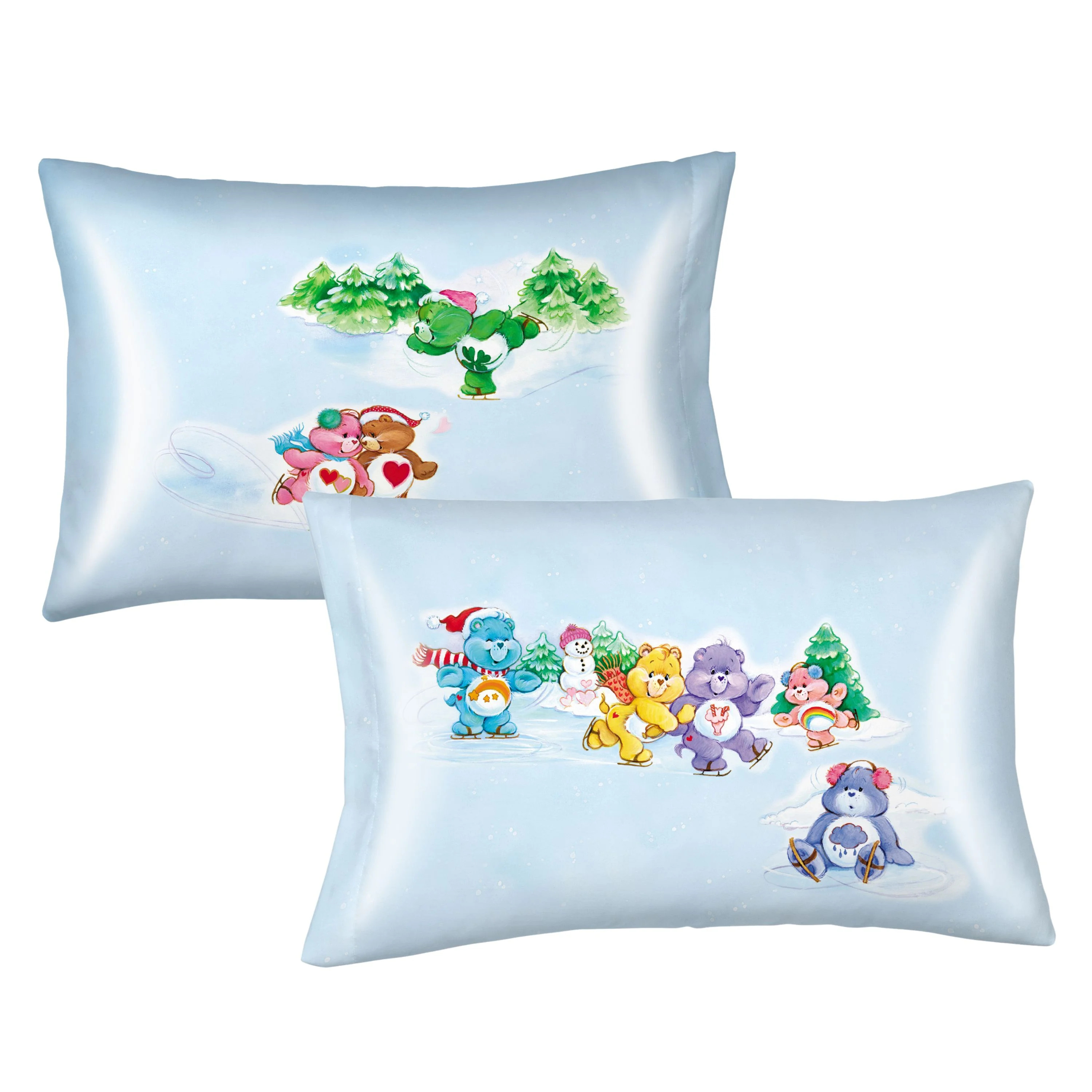 Care Bears Holiday Blue Reversible Silky Satin Pillowcase, Standard Size, 1-Pack | Walmart (US)
