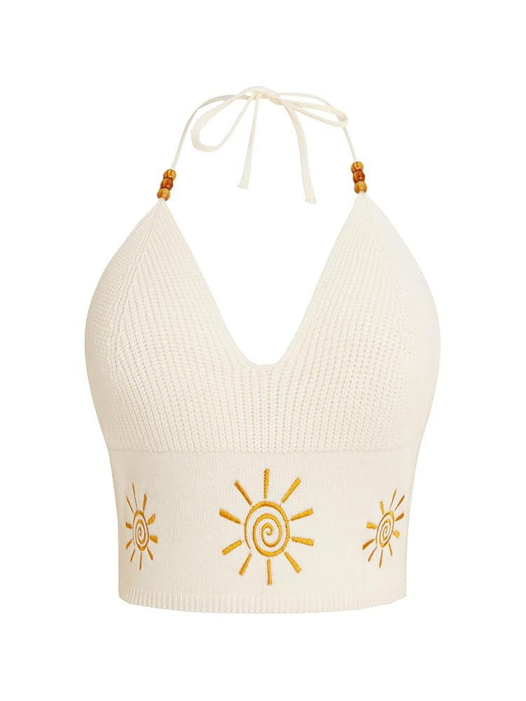 Verdusa Women's Y2k Halter Tops Gothic Clothes Summer Going Out Tops Crochet Cami Tie Boho Knit T... | Amazon (US)