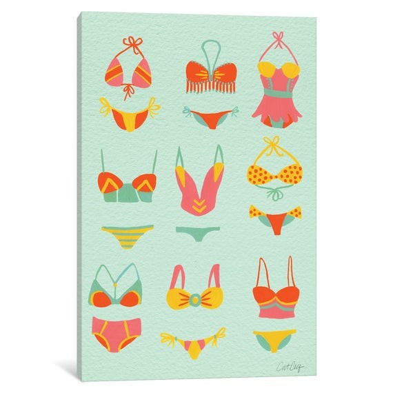 iCanvas Bikini Mint Artprint Gallery Wrapped Canvas Art Print by Cat Coquillette | Etsy (US)