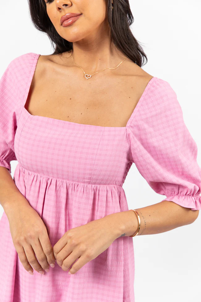 All My Days Pink Square Neck Printed Mini Dress | Pink Lily