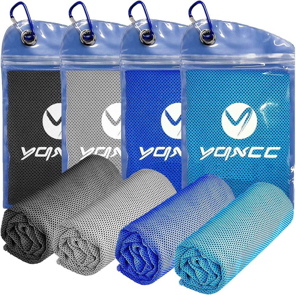 YQXCC 4 Pack Cooling Towels, Cool Towel, Soft Breathable Chilly Towel, Microfiber Ice Cold Towel ... | Amazon (US)