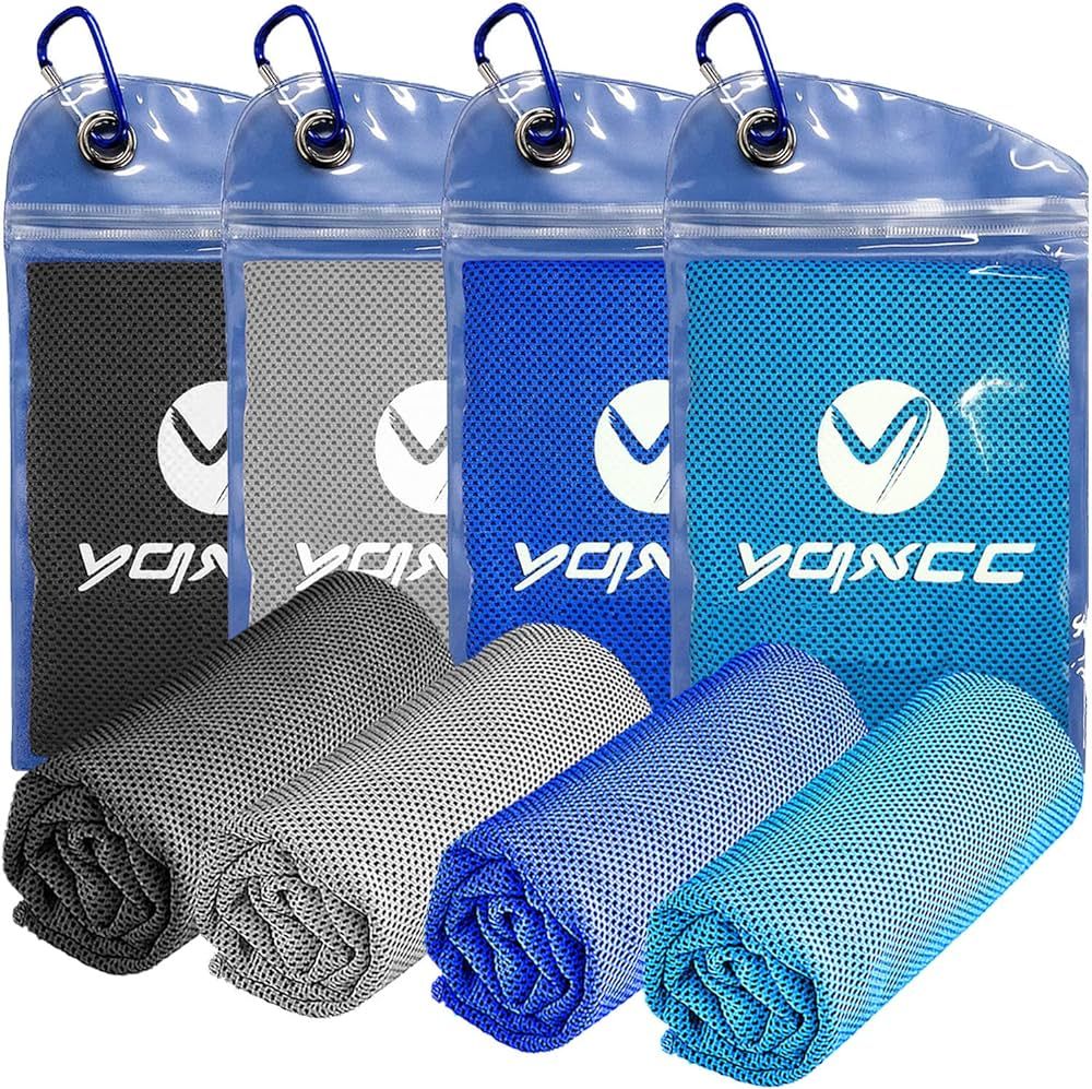 YQXCC 4 Pack Cooling Towels, Cool Towel, Soft Breathable Chilly Towel, Microfiber Ice Cold Towel ... | Amazon (US)