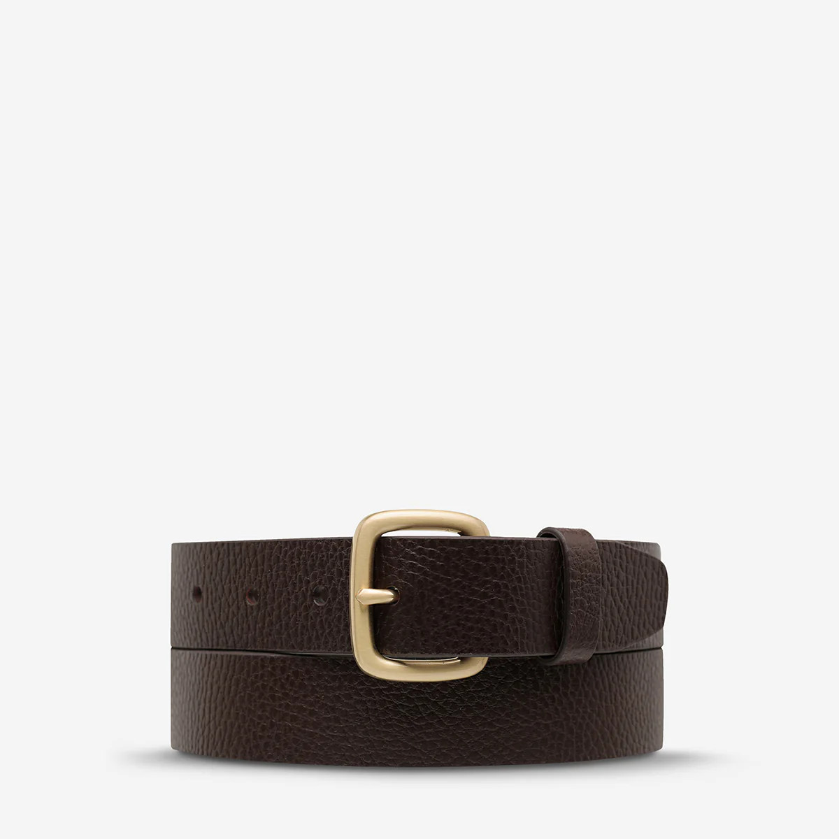 Ease Up Unisex Choc/Gold Leather Belt | Status Anxiety® | Status Anxiety 