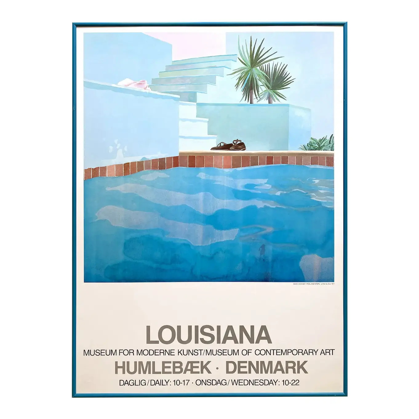 David Hockney Vintage 1976 Lithograph Print Framed Pop Art Denmark Exhibition Poster " Pool & Ste... | Chairish