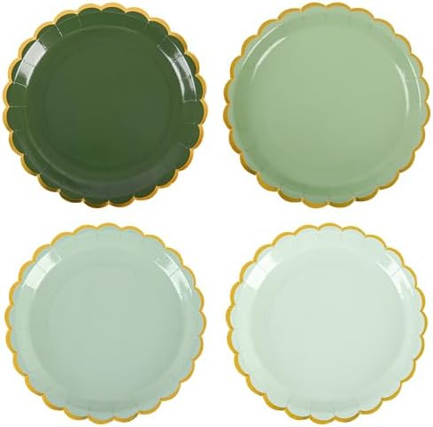 24 Pcs Sage Green Scalloped Party Plates St Patricks Day Gold Foil Paper Plates Disposable 9inch ... | Amazon (US)