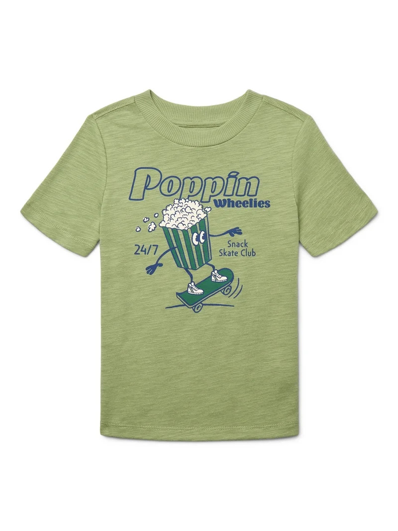 Wonder Nation Little Boys Popcorn Graphic Tee with Short Sleeves, Sizes 4-10 | Walmart (US)