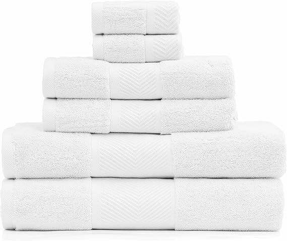 Simple&Opulence Premium 100% Cotton Towel Set 6 Piece，Soft Absorbent Towels for Bathroom,Hotel ... | Amazon (US)