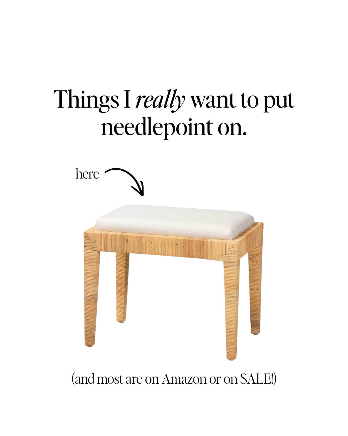 More things I want to put needlepoint on- now with even more furniture. How cute would the stools be? Even if you just did a stripe or huge monogram? Instant heirloom!

The best part is these are either on Amazon or on sale! These would all make great projects for the mom who needlepoints! 

#needlepoint #ndlpt 


#LTKSaleAlert #LTKHome #LTKMothersDay