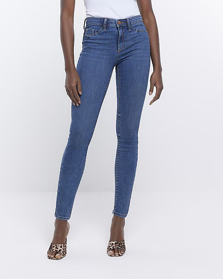 Blue Molly mid rise skinny jeans | River Island (UK & IE)